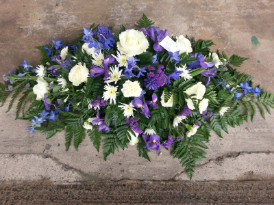 Debbies Flowers - Blue & Purple Funeral Spray
